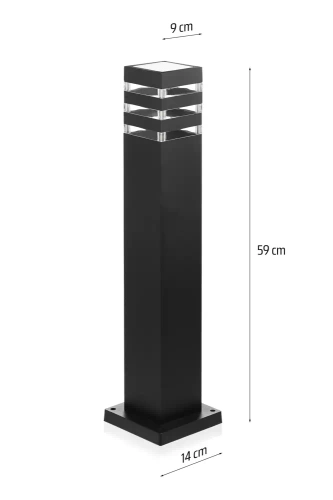 Gartenleuchte Stehleuchte | Aluminium-Sockelleuchte 60 cm | schwarz matt | 230 V, E27-Fassung