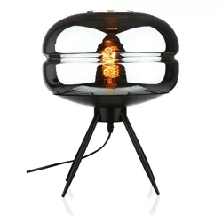 Stilvolle Nachttischlampe mit Glaslampenschirm | Moderne Glas-Tischlampe | BH-233-SCHWARZ