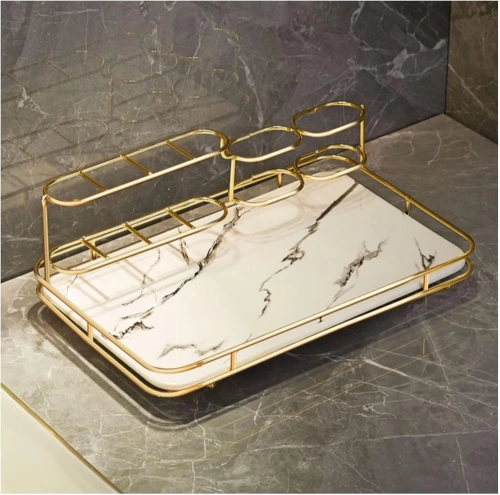 Badregal | Zahnbürstenhalter, Organizer für Zahnpasta und Kosmetik | TCT-611-WEISS