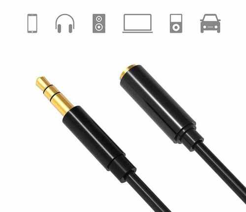 Klinkenverlängerung 3,5 mm | vergoldete Stecker und Anschlüsse | HQ-Qualität | 2 m | schwarz | AFB-2-2M-Black