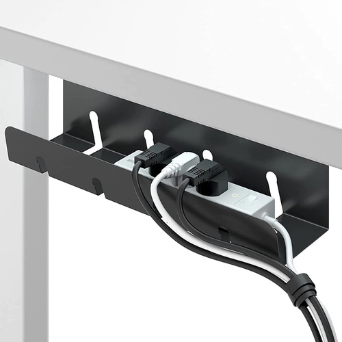 Set 2 Kabelorganizer für Schreibtischunterbau 40 cm | Korb, Führungsschiene, Halterung | Schwarz | CWT-O2