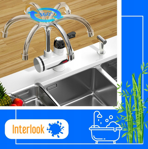 Elektrischer Wasserhahn mit Duschfunktion | durchlauferhitzend, einstellbar, Durchlauferhitzer mit Handbrause | weiß | RX-018D