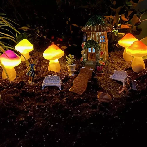 LED-Gartenleuchte Pilzform | 22 cm, 600 mAh, 3 Stück | FLD-19-W