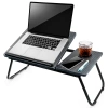 Klappbarer Laptop-Tisch mit Neigungsverstellung | Funktionstisch mit zusätzlicher Ablagefläche | Mobile Bettablage | LFD-5532-BK