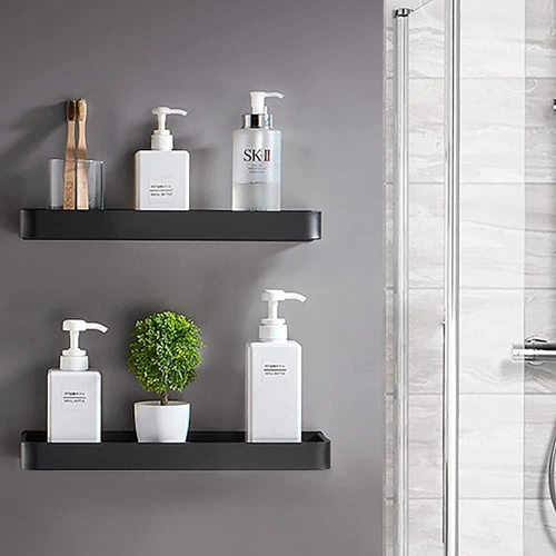 Badezimmerregal über dem Waschbecken | Länge 60 cm | Duschablage | Schwarz | BSU-L60CM-B