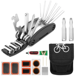 Fahrrad-Multitool 16-in-1 | Reparaturset mit Zubehör für Schlauch- und Reifenreparatur | XBGJ-Multi