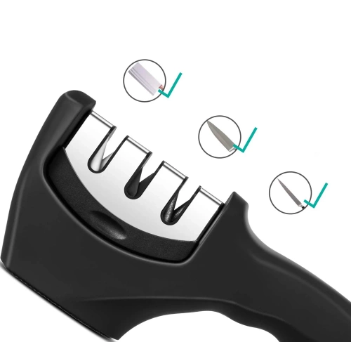 Messerschärfer | Dreistufiges Schärfsystem | schwarz | KN-830-BLACK
