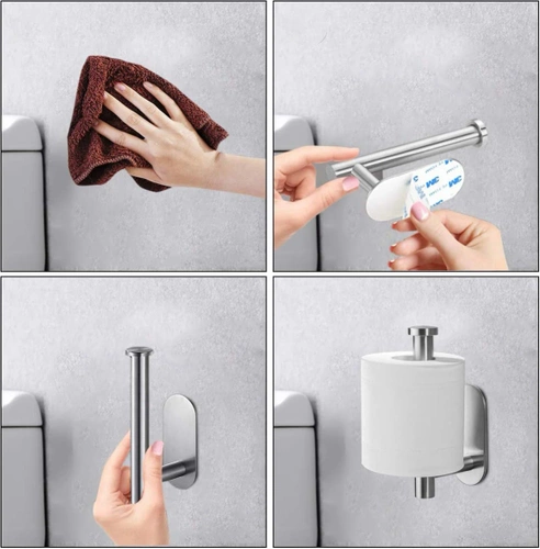 Silberner Papiergriff | Selbstklebender Toilettenpapierhalter | JZU-304-SILVER