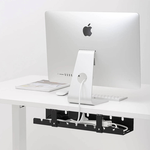 Kabel-Organizer für Schreibtischunterbau 50 cm | Korb, Führung, Halterung | Schwarz | CWT-O1