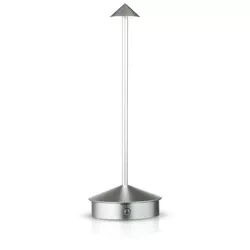 Tischlampe mit eingebautem Akku | Nachtlicht mit drei Leuchtfarben | Stimmungsvolle Lampe für Hotel, Restaurant | HJA32-SILVER