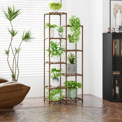 Holz-Pflanzenregal | Pflanzenständer für Blumentöpfe | Blumenregal | NZ252-BAMBOO