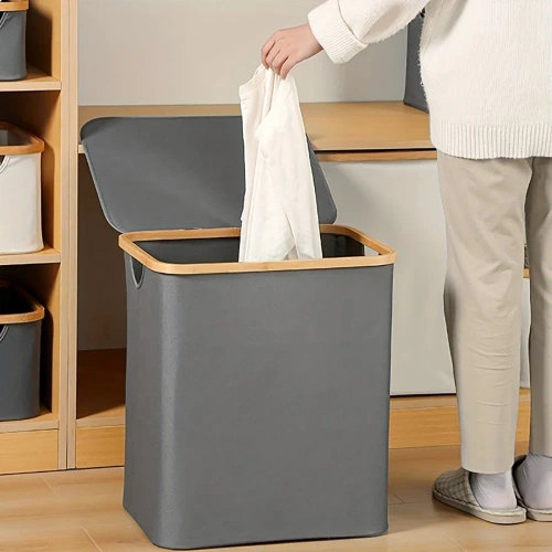 Wäschekorb | Faltbarer Wäschesammler | Stoffspielzeugbehälter | Accessoire-Organizer | OCF-450-GREY