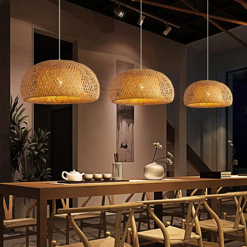 Natürliche Bambuslampe | BOHO geflochten | 38cm