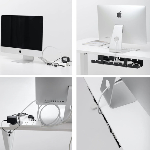 Kabel-Organizer für Schreibtischunterbau 50 cm | Korb, Führung, Halterung | Schwarz | CWT-O1
