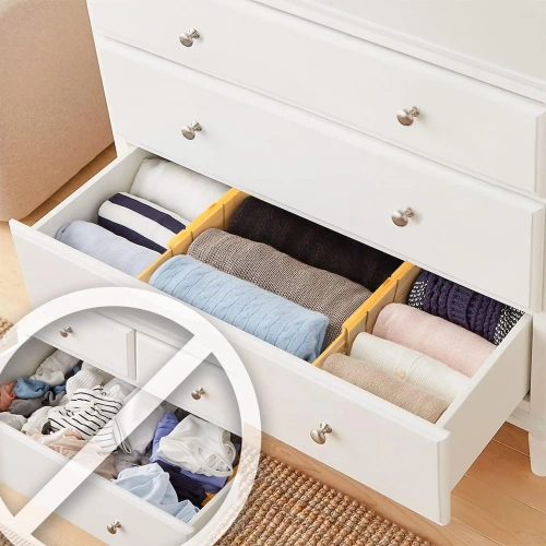 Möbel-Organizer für Schubladen | Verstellbare Facheinteilungen | Bambus-Trenner mit 9 Einsätzen | KBT-W566