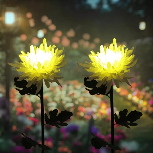 Solarblume | Solar-LED-Gartenlaterne Chrysantheme | 72 cm, 600 mAh | FLD-26-WEISS