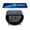 Smarter LED-Wecker mit 15-W-Qi-Ladegerät, Thermometer und 3 Alarmen | USB-Uhr fürs Schlafzimmer | SZ07-15W-BR