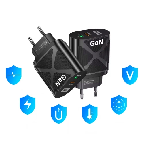 Schnellladegerät Netzteil 65W mit USB- und PD 3.0-Anschlüssen (USB-C) | BK-389-GAN