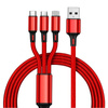 3-in-1 Ladekabel | USB auf Micro USB, iPhone Lightning, USB Typ-C | 1,2 m | UC08-1.2M-3in1-rot