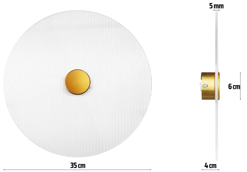 Runde Wandleuchte ⌀35 cm | Moderne Wandleuchte mit geriffeltem Schirm | WLB-D350