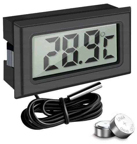 Digitales Thermometer | Mini-Messgerät mit wasserdichter Sonde | KTM-050-SCHWARZ