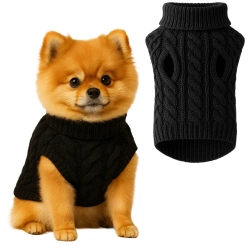 Weicher, elastischer Haustierpullover | Größe S | schwarz | PET-014S-BLACK