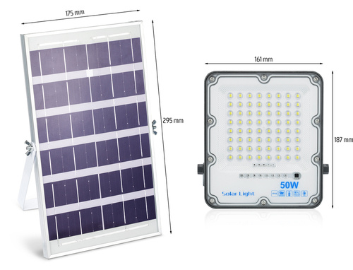 Set LED Fluter 50W + Solarpanel 6V/6W mit Fernbedienung | 1500 lm, 3000 mAh, IP66