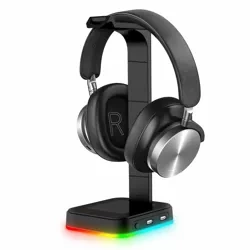 Kopfhörerständer | Ständer, Haken, Halter für Kopfhörer, RGB-Beleuchtung | schwarz | HS-D9-BLACK