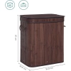 Brauner Wäschekorb | Bambus-Spielzeugkiste | Holzwäschekorb | Zweikammer-Wäschekorb für das Badezimmer | RYL-100L-DABR