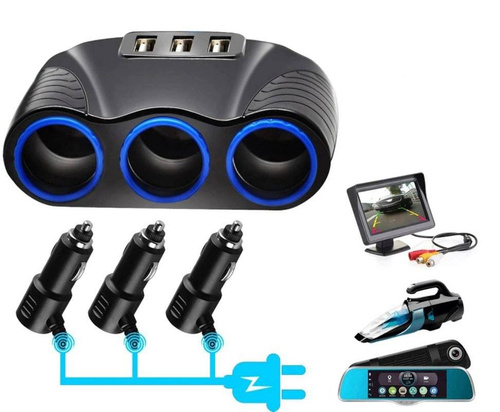 Zigarettenanzünder-Steckdose-Splitter 120W | 3 USB-Anschlüsse 3.1A | C08