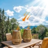 Kabellose Solarlampe | Gartenlampe mit Halterung | JX21-Bambus