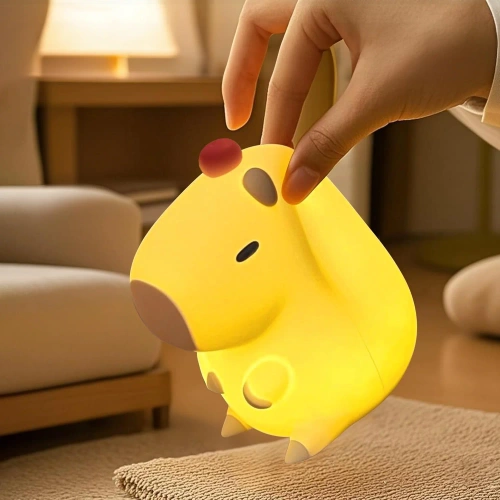 Silikon LED Nachtlicht Capybara | Tragbare Kinderlampe 8 Beleuchtungsmodi mit Timer | Nachtlicht mit warmem Licht 3000K | DS-CPBR-01
