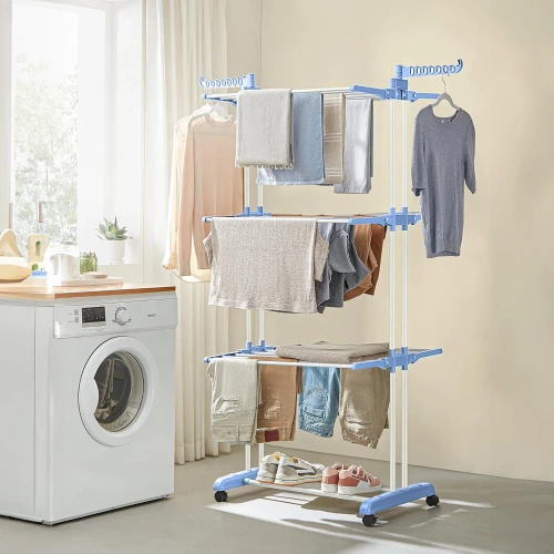 Wäschetrockner | Vertikaler Kleiderständer | Horizontaler Wäschetrockner | TW-116-BLUE