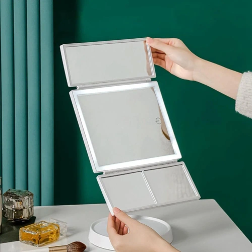 Kosmetikspiegel klappbar mit LED-Beleuchtung und 2X 3X Vergrößerung | XR-3300-WHITE