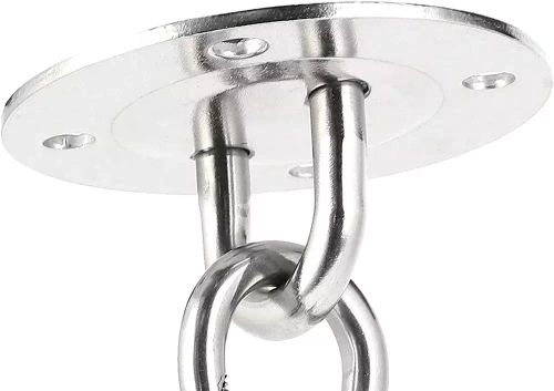 Hängesessel-, Schaukel- und Hängematten-Befestigungsset | Halterung, 1,5m Kette, 2 Karabinerhaken, 4 Dübel | ACS-08-Silber