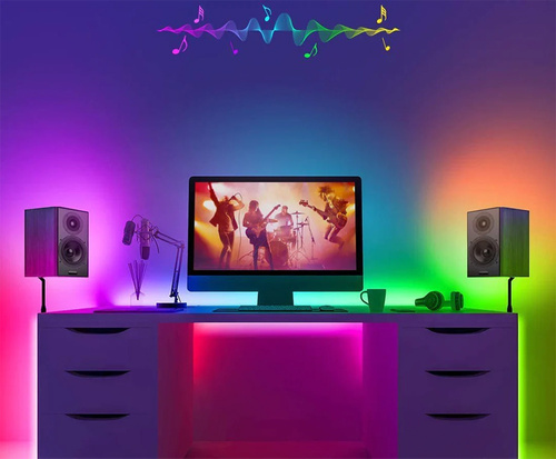 LED-Band WS2812B RGBIC 5 m | Neon, Lichterkette | Fernbedienung IR, Bluetooth, IP65, USB | ASF-RGB-5M