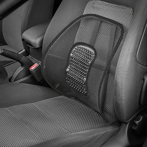 Rückenstütze für Autositz | ergonomische Lendenwirbelstütze, zur Befestigung an Stuhl oder Sessel | schwarz | GLY-440-BLACK
