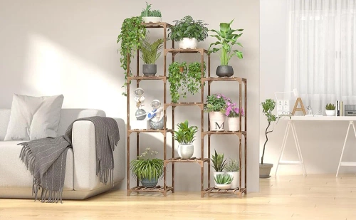 Holz Blumenständer für Töpfe | Pflanzenständer | Blumenregal | NZ239-BAMBOO