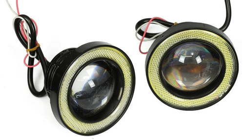 LED640 | 2-tlg. - Nebelscheinwerfer-Set mit eingebauten Angel Eyes LED DRL-Ringen | Tagfahrlicht | rund ø 64 mm