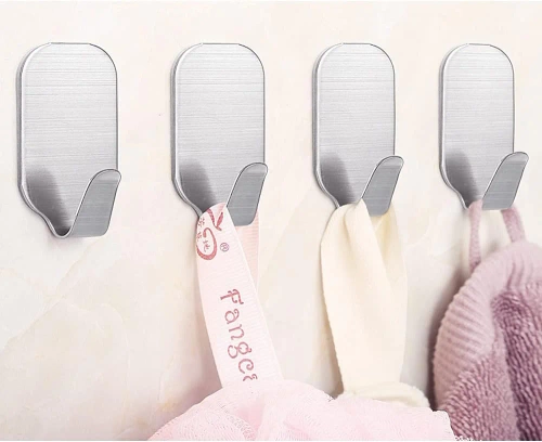 Möbelhaken | Edelstahl-Badezimmergriff | Selbstklebender Haken für Handtücher, Geschirrtücher, Küchenaccessoires | BXV-10PCS-SILBER