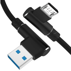 USB-Ladekabel | Micro-USB, 1 m, abgewinkelter Stecker, Quick Charge 3.0, 2,4 A | AM30
