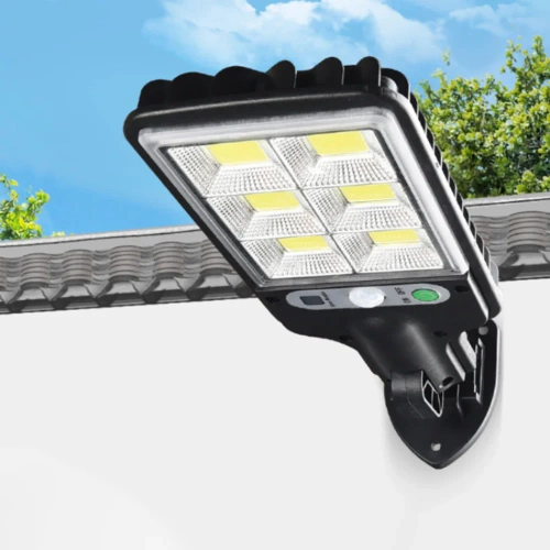 Solar-Gartenleuchte mit Dämmerungs- und Bewegungssensor | IP65, 72 COB LED-Lampen, IR-Fernbedienung | LD-616B-72COB