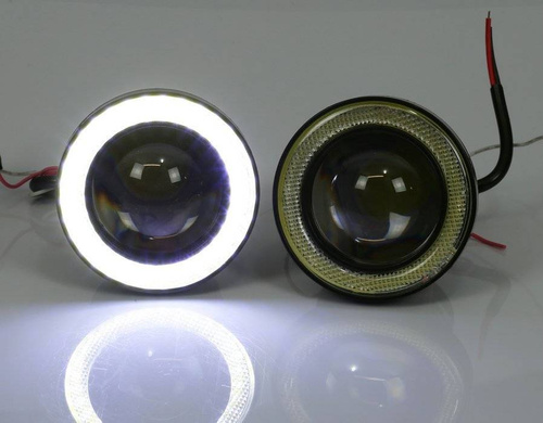 LED640 | 2-tlg. - Nebelscheinwerfer-Set mit eingebauten Angel Eyes LED DRL-Ringen | Tagfahrlicht | rund ø 64 mm