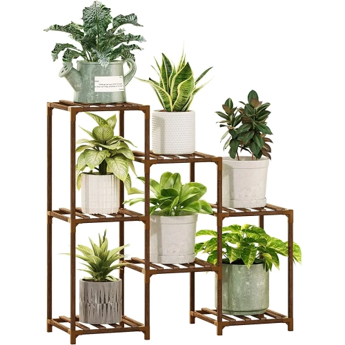 Holzblumenständer für Blumentöpfe | Pflanzenständer | Blumenregal | NZ251-BAMBOO
