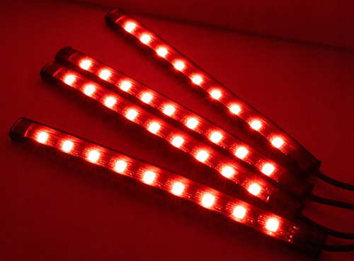 LED-Auto-Innenraumbeleuchtung unter USB | Bluetooth-Verbindung mit Smartphone-App | 4x LED-Streifen 9x 5050 SMD 15 cm | IR-Fernbedienung | Musikmodus