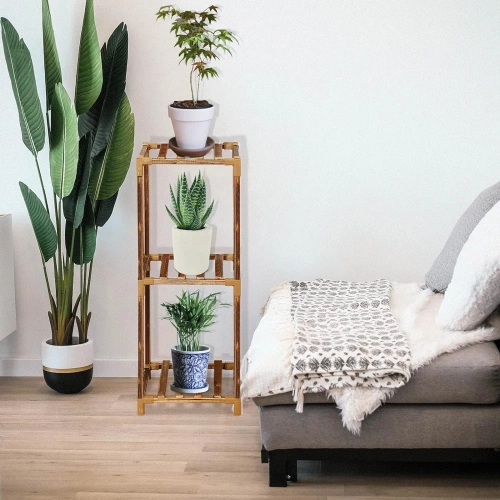 Holzblumenständer für Töpfe | Pflanzenständer | Blumenregal | NZ237-BAMBOO