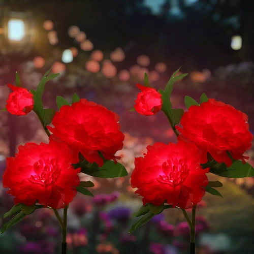 Solarblume | Solar-LED-Gartenlaterne Peonia rot | 80 cm, 600 mAh | FLD-10-RED