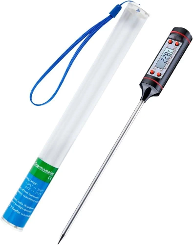 Digitales Küchenthermometer | Thermometer mit Sonde | Gerät zur Überprüfung der Temperatur von Speisen | TP-101-SCHWARZ
