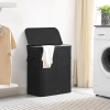 Schwarzer Wäschekorb | Bambus Spielzeugkiste | Holzwäschekorb | Zweifach Wäschekorb für das Badezimmer | RYL-100L-BLACK