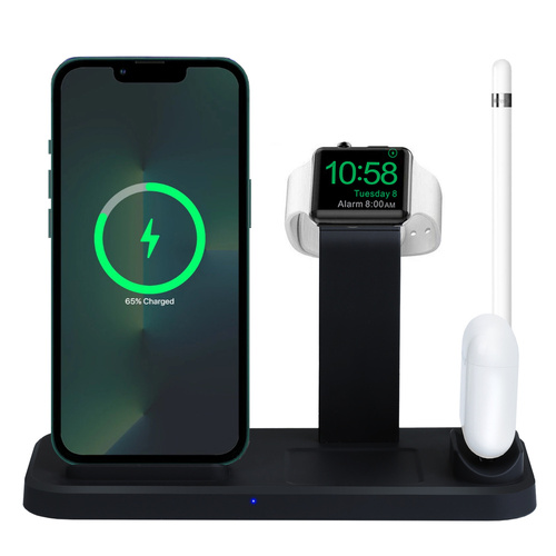 Ladestation für Apple iPhone, AirPods und Watch | Qi-Ladegerät 15 W für Smartphone | Lightning-Ladegerät für AirPods-Kopfhörer | WD-05